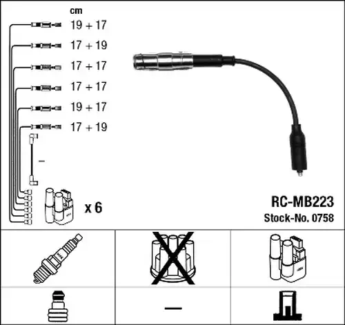 комплект запалителеи кабели NGK 0758