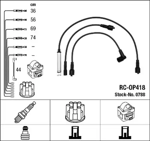 комплект запалителеи кабели NGK 0788