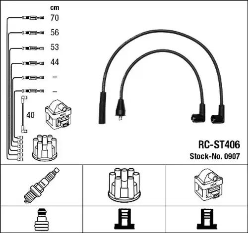 комплект запалителеи кабели NGK 0907