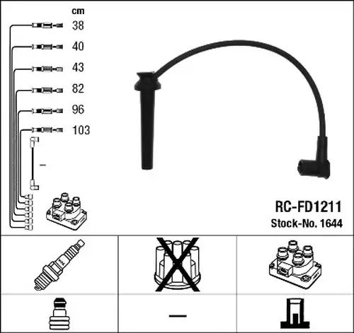 комплект запалителеи кабели NGK 1644