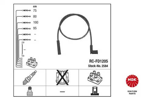комплект запалителеи кабели NGK 2584