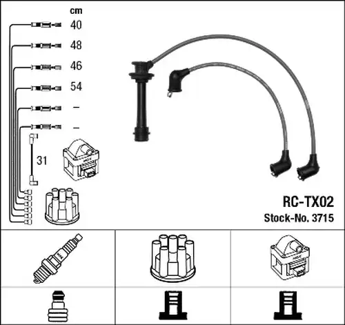 комплект запалителеи кабели NGK 3715