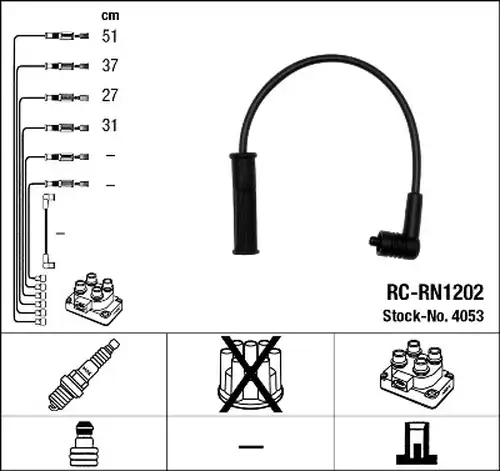 комплект запалителеи кабели NGK 4053