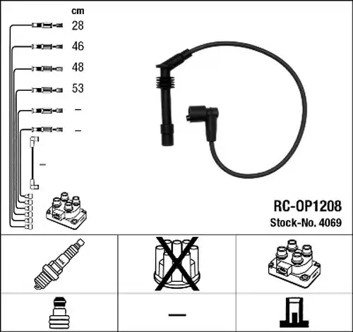 комплект запалителеи кабели NGK 4069