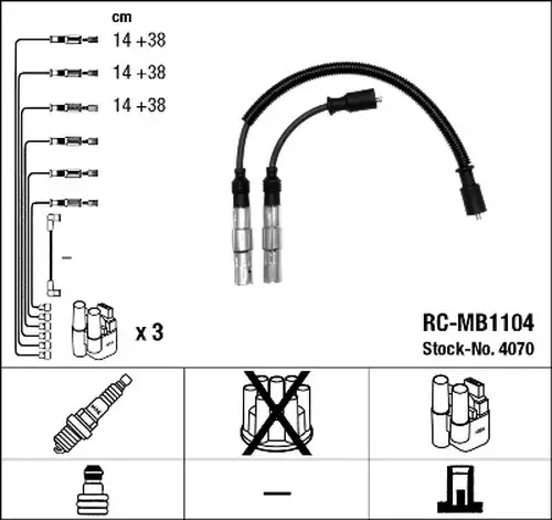 комплект запалителеи кабели NGK 4070