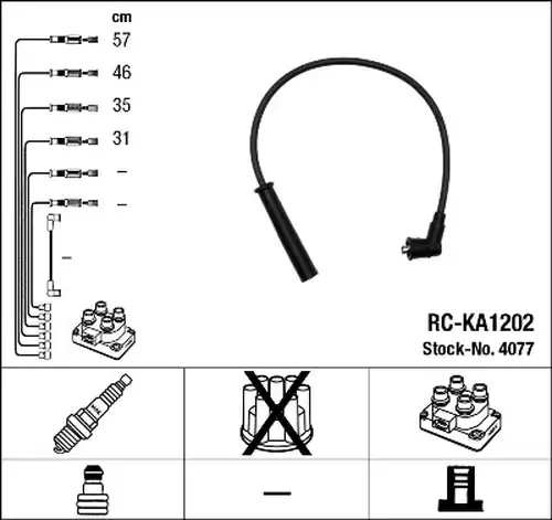 комплект запалителеи кабели NGK 4077