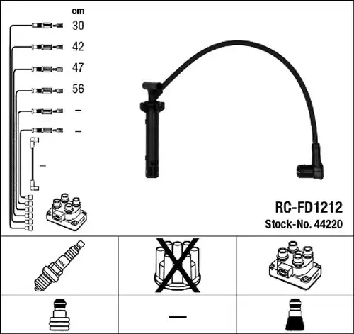 комплект запалителеи кабели NGK 44220