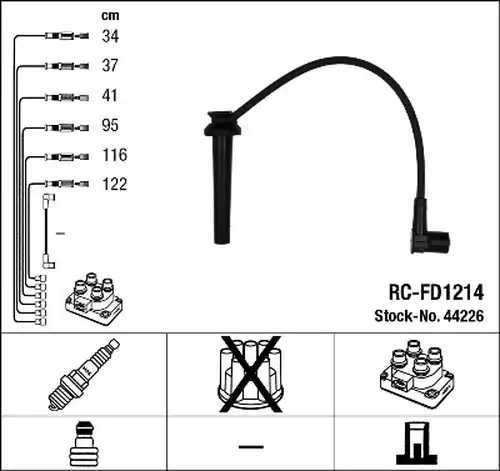 комплект запалителеи кабели NGK 44226