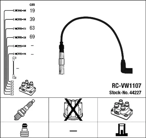 комплект запалителеи кабели NGK 44227