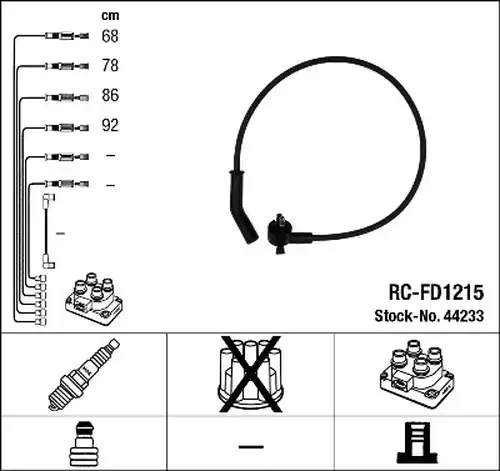 комплект запалителеи кабели NGK 44233