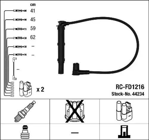 комплект запалителеи кабели NGK 44234