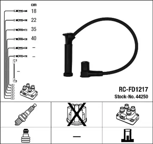 комплект запалителеи кабели NGK 44250