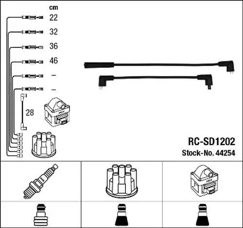 комплект запалителеи кабели NGK 44254