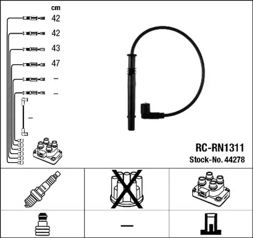 комплект запалителеи кабели NGK 44278