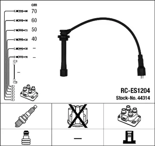 комплект запалителеи кабели NGK 44314