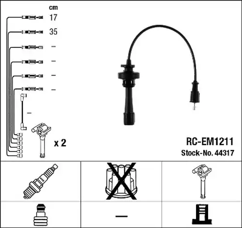 комплект запалителеи кабели NGK 44317