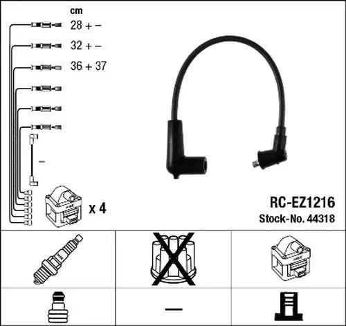 комплект запалителеи кабели NGK 44318