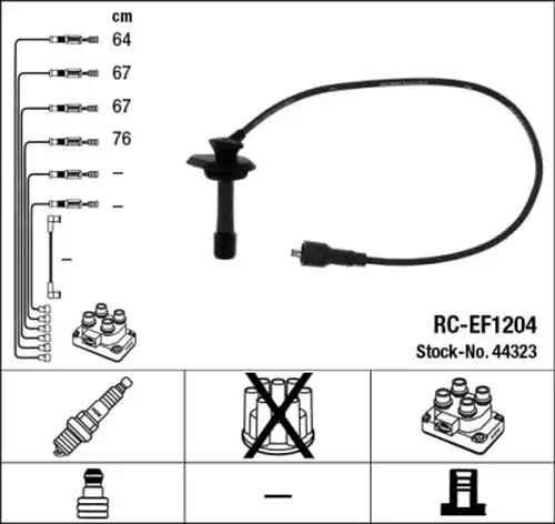 комплект запалителеи кабели NGK 44323