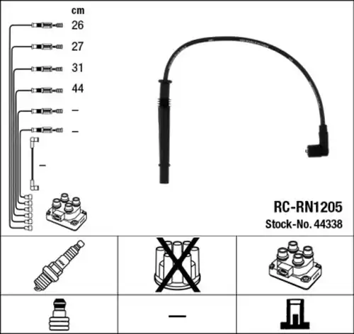 комплект запалителеи кабели NGK 44338