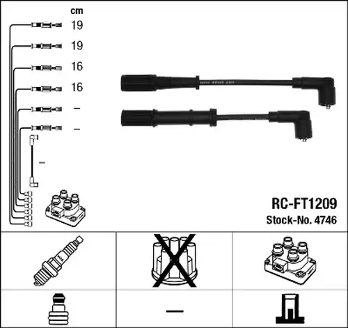 комплект запалителеи кабели NGK 4746