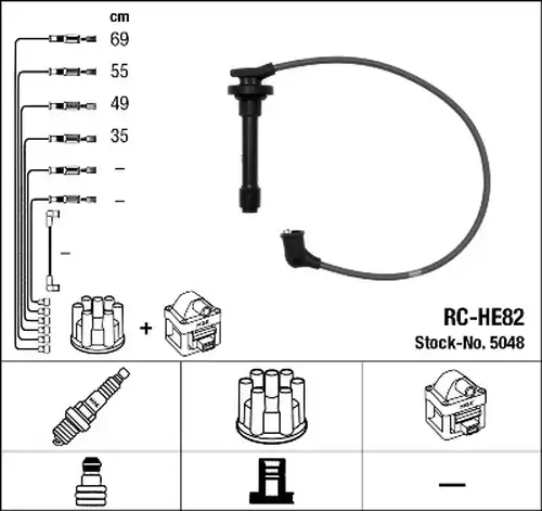 комплект запалителеи кабели NGK 5048