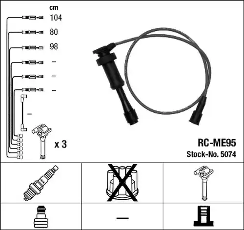 комплект запалителеи кабели NGK 5074