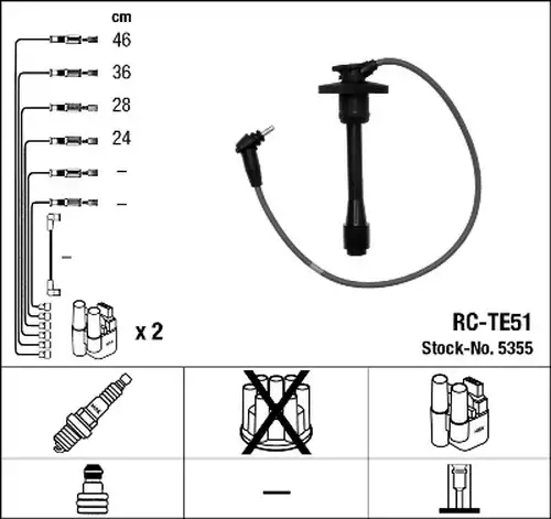 комплект запалителеи кабели NGK 5355