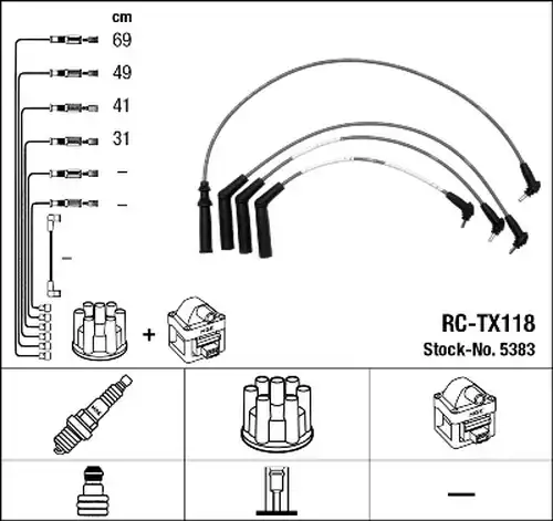 комплект запалителеи кабели NGK 5383