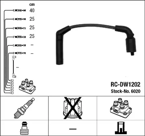 комплект запалителеи кабели NGK 6020