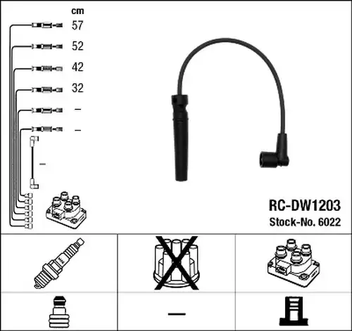 комплект запалителеи кабели NGK 6022