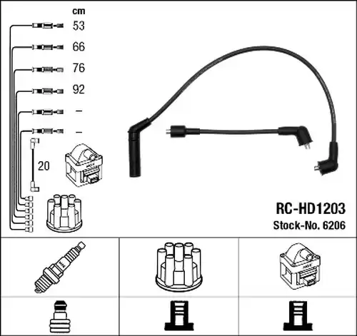 комплект запалителеи кабели NGK 6206