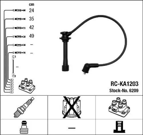 комплект запалителеи кабели NGK 6209