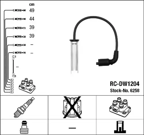 комплект запалителеи кабели NGK 6258