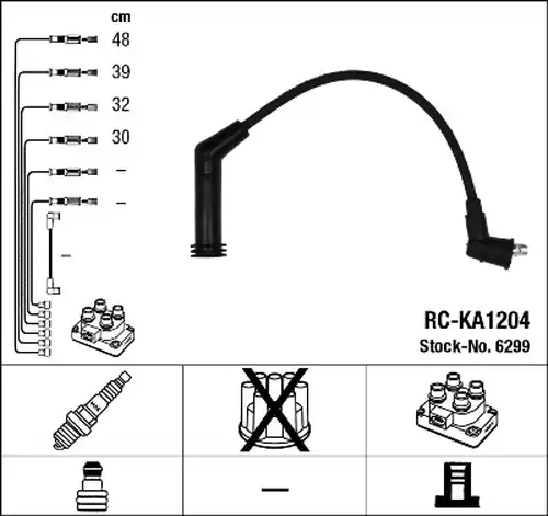 комплект запалителеи кабели NGK 6299