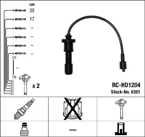 комплект запалителеи кабели NGK 6301