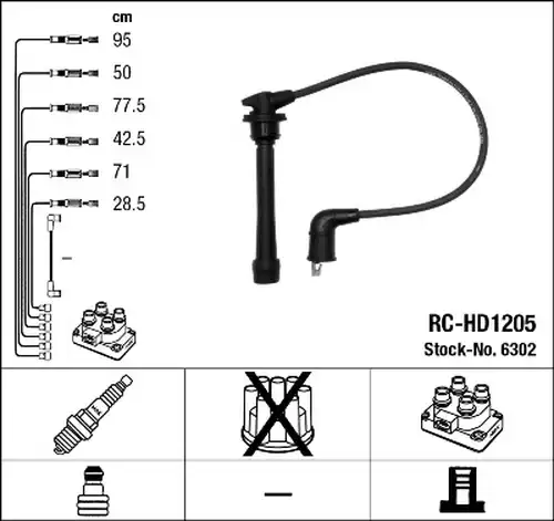 комплект запалителеи кабели NGK 6302