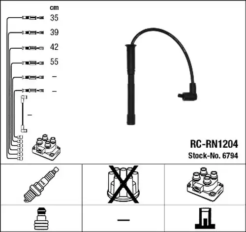 комплект запалителеи кабели NGK 6794