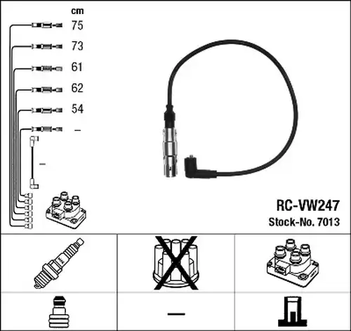 комплект запалителеи кабели NGK 7013