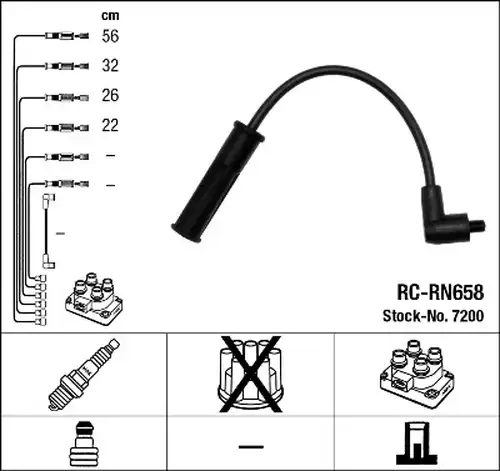 комплект запалителеи кабели NGK 7200