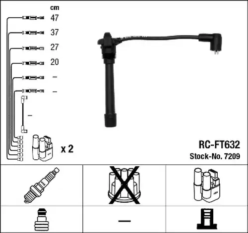 комплект запалителеи кабели NGK 7209