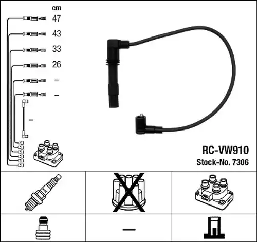 комплект запалителеи кабели NGK 7306