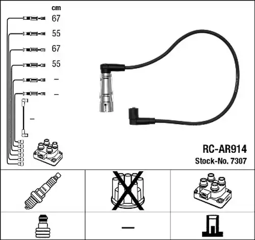 комплект запалителеи кабели NGK 7307