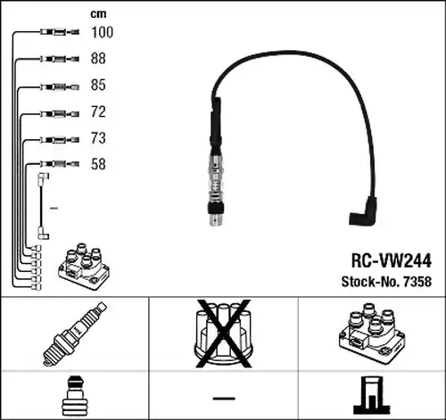 комплект запалителеи кабели NGK 7358