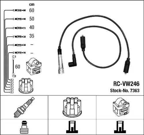 комплект запалителеи кабели NGK 7363