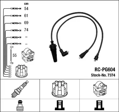 комплект запалителеи кабели NGK 7374