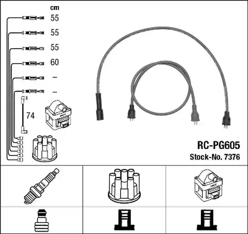 комплект запалителеи кабели NGK 7376
