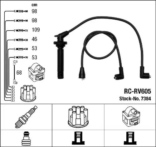 комплект запалителеи кабели NGK 7384