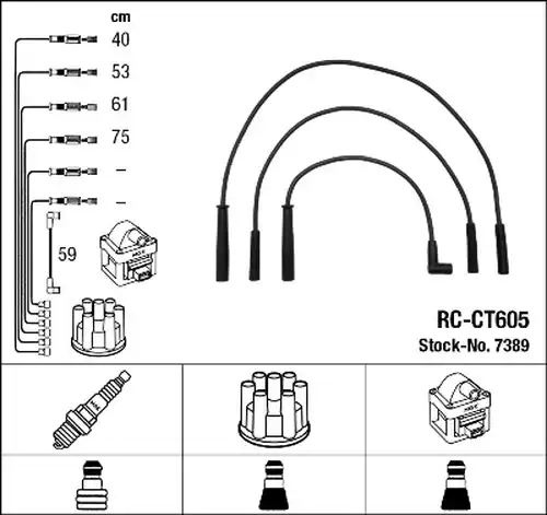 комплект запалителеи кабели NGK 7389