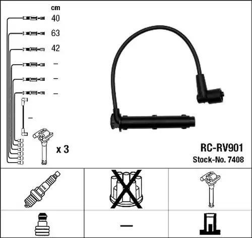 комплект запалителеи кабели NGK 7408