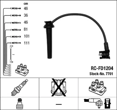 комплект запалителеи кабели NGK 7701